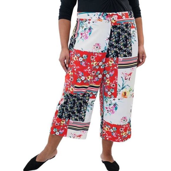 Maree Pour Toi floral patchwork print cropped pants Size 20 - Picture 1 of 13